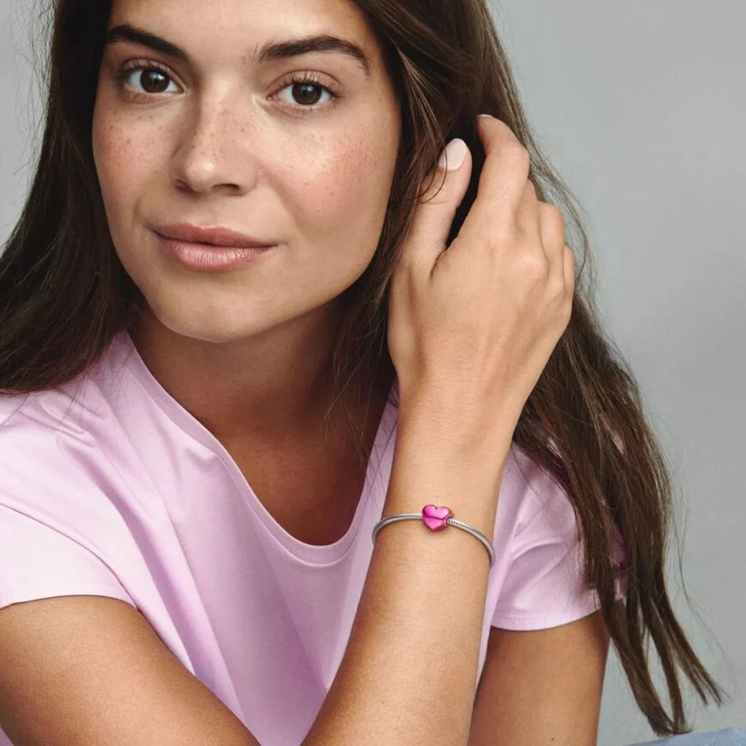 Pandora Moments Metallic Pink Heart hela, hopea, 793337C03 - Image 4
