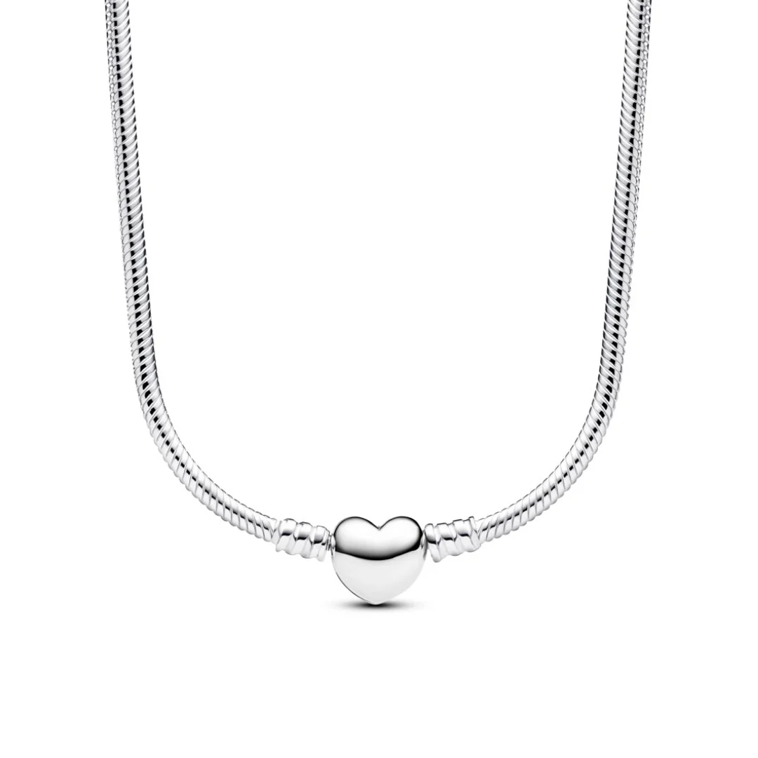 Pandora Moments Moments Heart Clasp Snake Chain kaulakoru, hopea, 393091C00-45 - Image 4