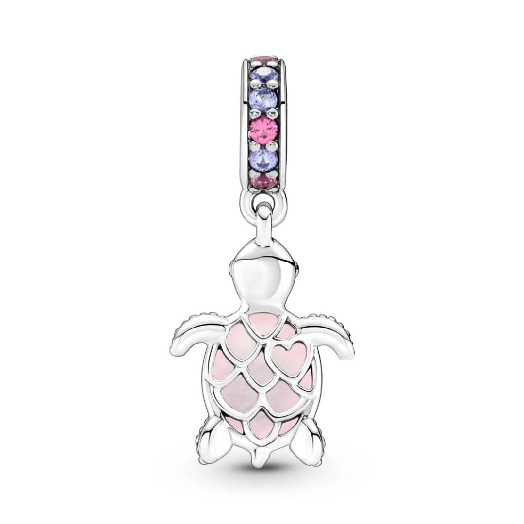 Pandora Moments Murano Glass Pink Sea Turtle hela, hopea, 798939C02 - Image 2