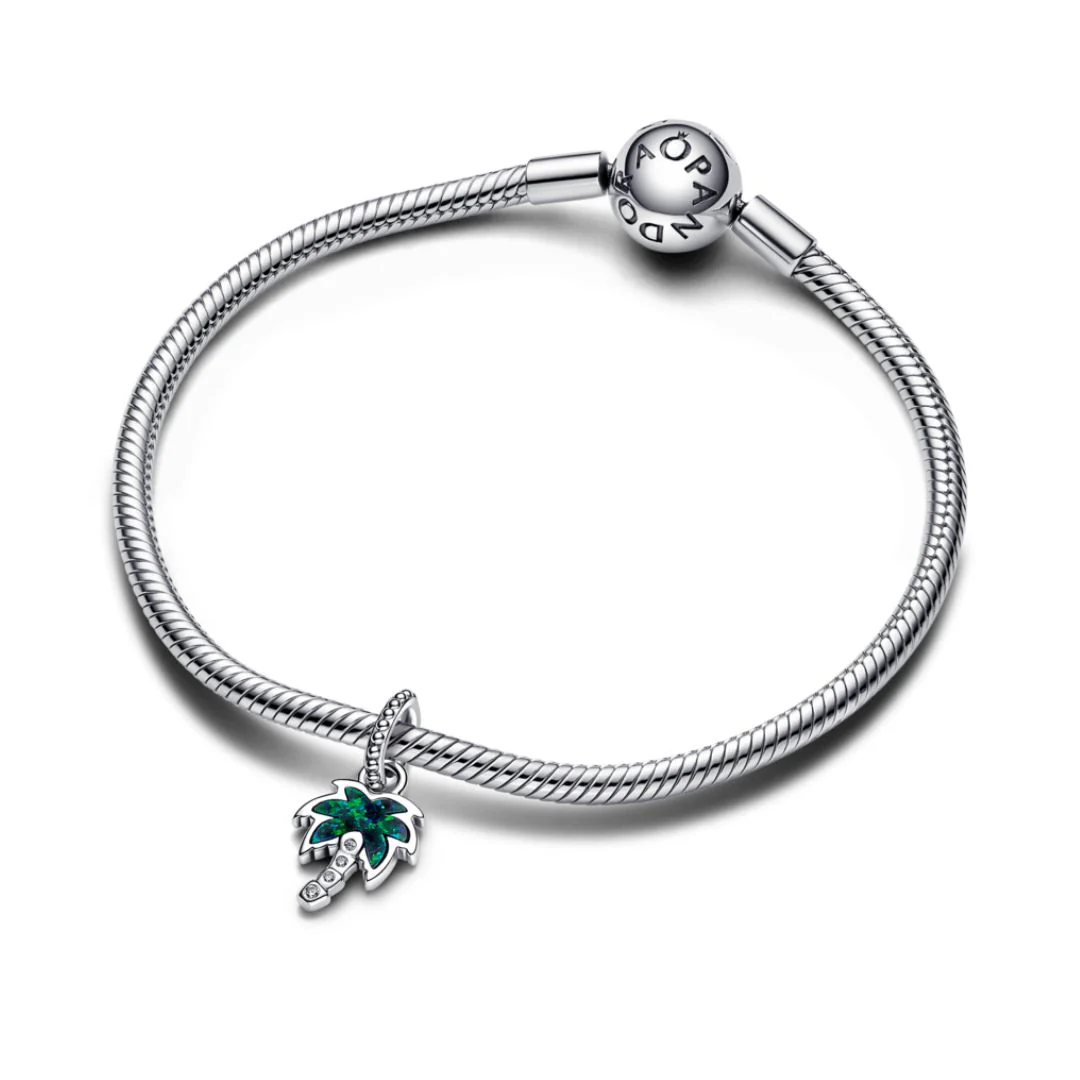 Pandora Moments Opalescent Green Palm Tree hela, hopea, 793352C01 - Image 3