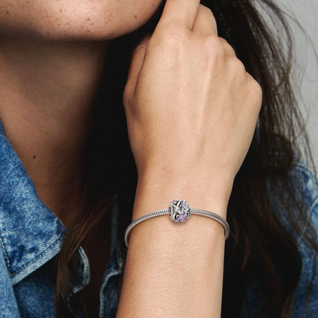 Pandora Moments Openwork Purple Daisy hela, hopea, 798772C02 - Image 5