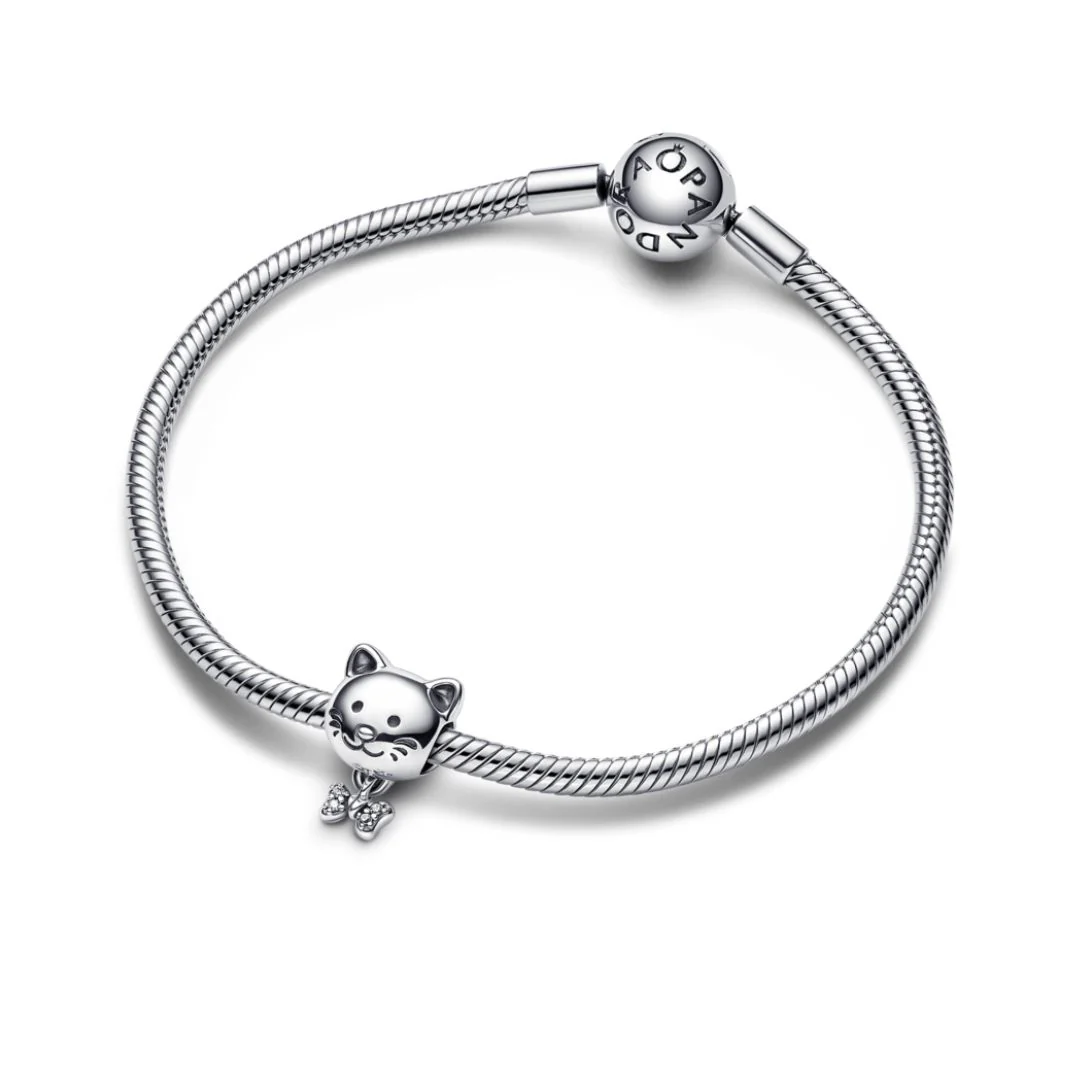 Pandora Moments Pet Cat & Bow hela, hopea, 792255C01 - Image 2