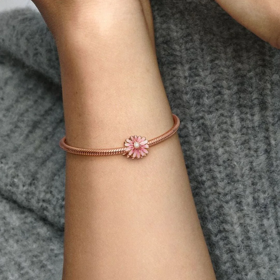 Pandora Moments Pink Daisy Flower hela, ruusukullattu, 788775C01 - Image 4