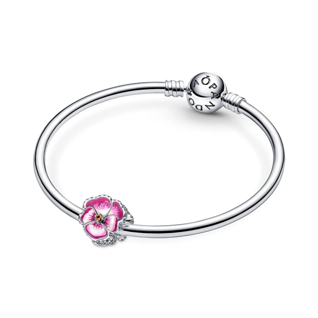 Pandora Moments Pink Pansy Flower hela, hopea, 790777C01 - Image 3