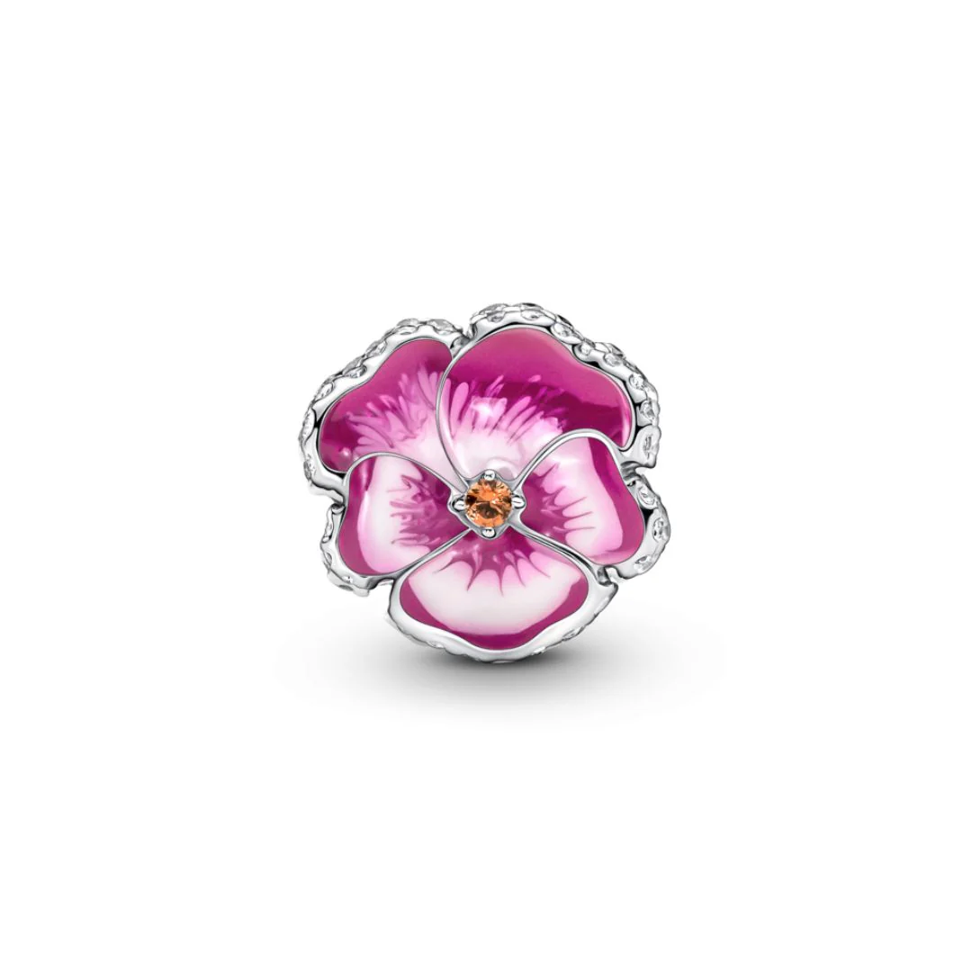 Pandora Moments Pink Pansy Flower hela, hopea, 790777C01 - Image 4
