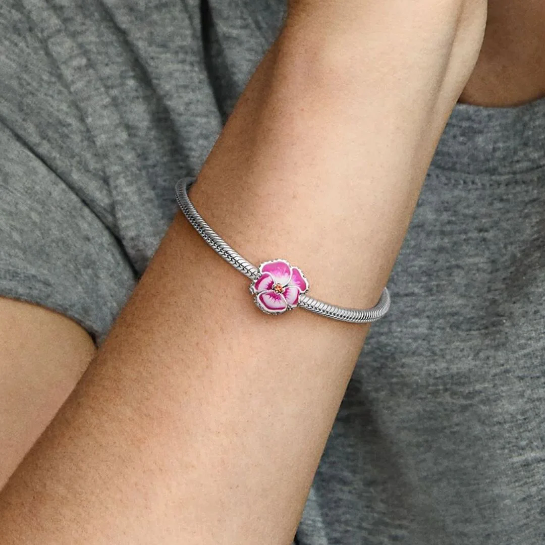 Pandora Moments Pink Pansy Flower hela, hopea, 790777C01 - Image 6