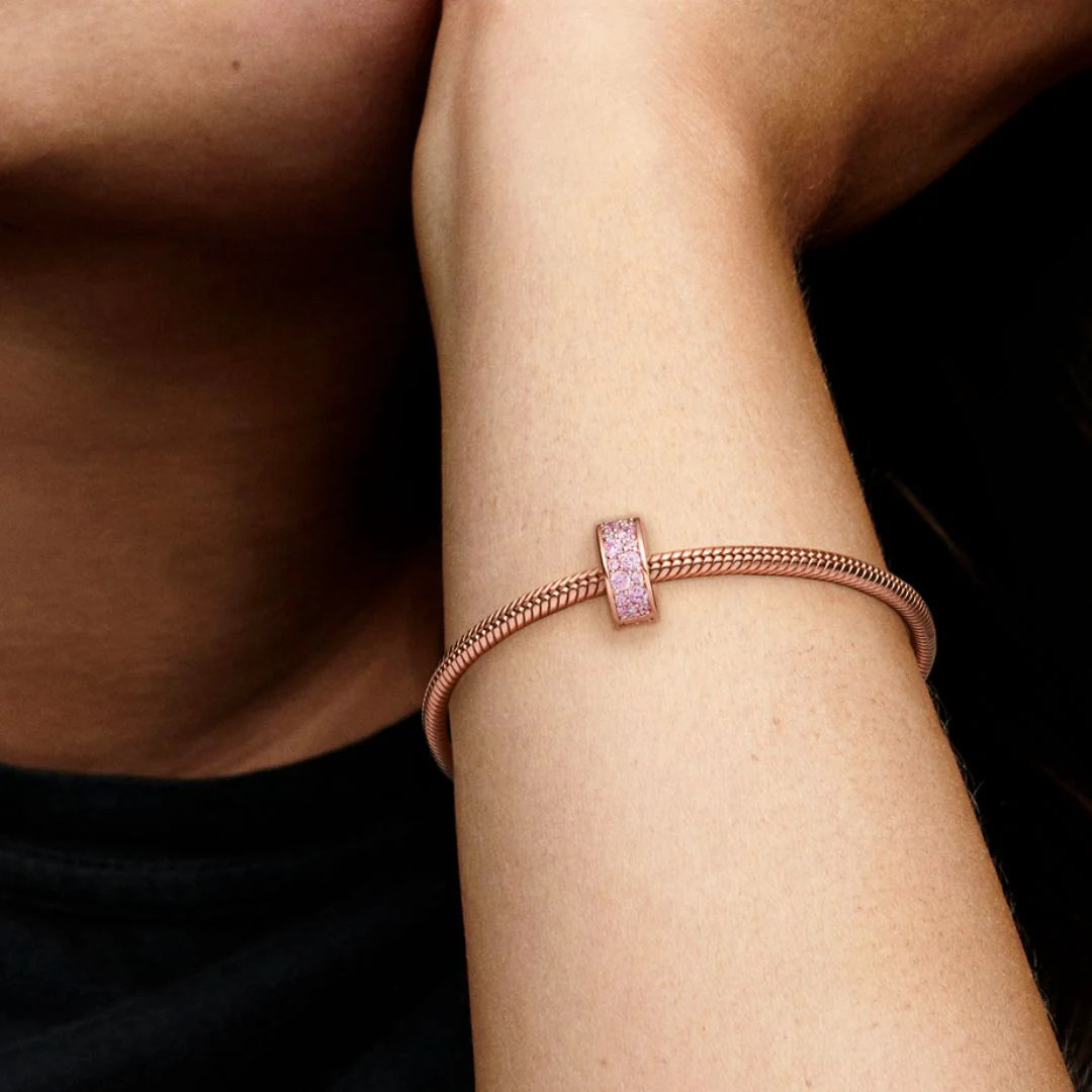 Pandora Moments Pink Pavé lukkopala, ruusukullattu, 781817PCZ - Image 2
