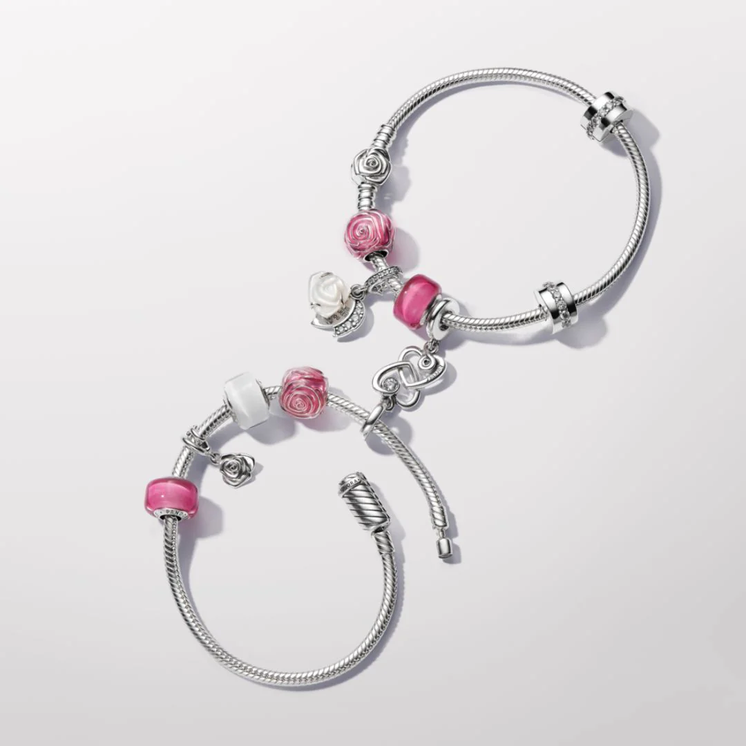 Pandora Moments Pink Rose in Bloom hela, hopea, 793212C01 - Image 5