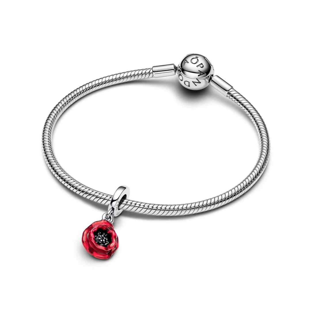 Pandora Moments Red Flower hela, hopea, 793917C01 - Image 3