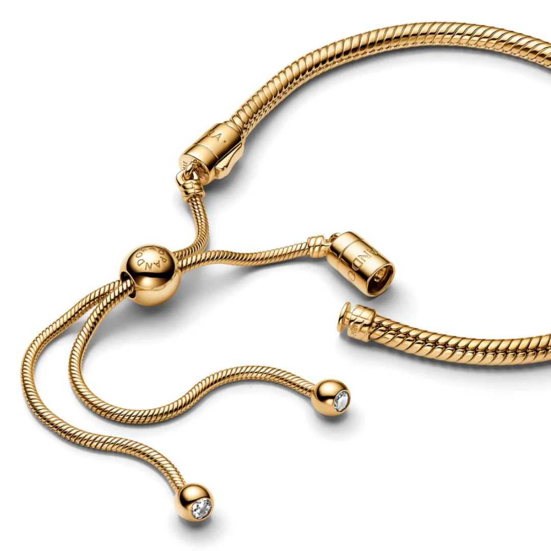 Pandora Moments Snake Chain Slider rannekoru, keltakullattu, 563580C01-2 - Image 2