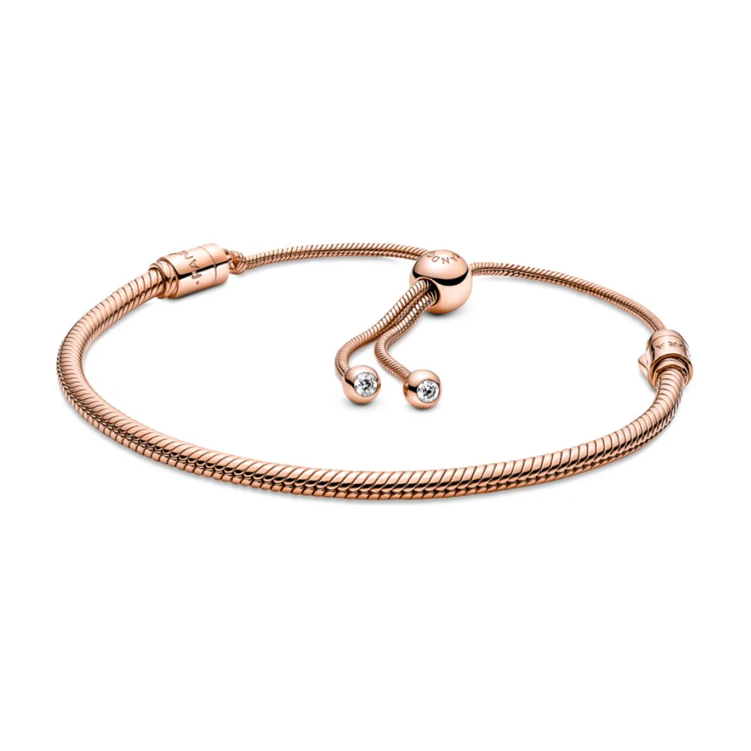 Pandora Moments Snake Chain Slider rannekoru, ruusukullattu, 589652C01-2