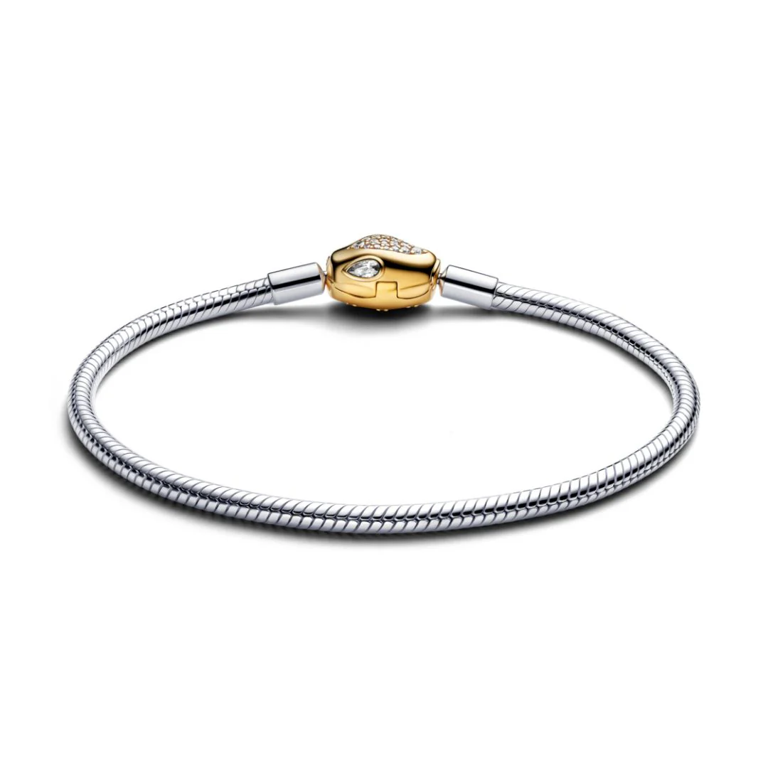 Pandora Moments Snake Clasp and Chain rannekoru, hopea ja keltakullattu, 563683C01 - Image 2