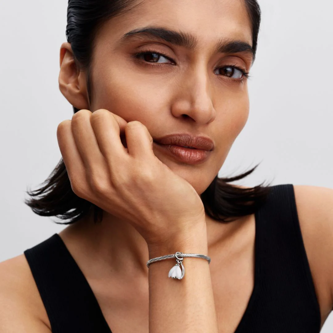 Pandora Moments Snowdrop Flower hela, hopea, 794239C01 - Image 5