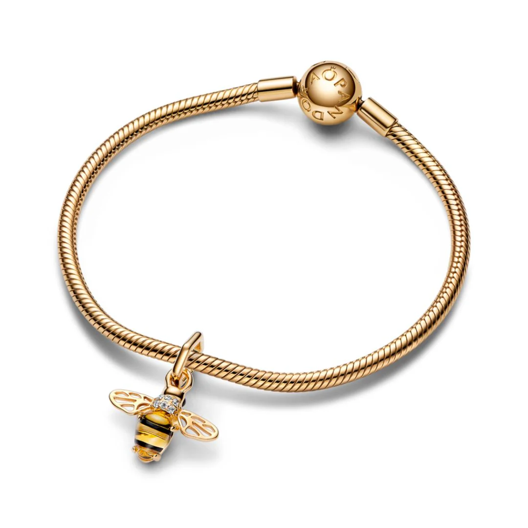 Pandora Moments Sparkling Bee Dangle hela, keltakullattu, 762672C01 - Image 3