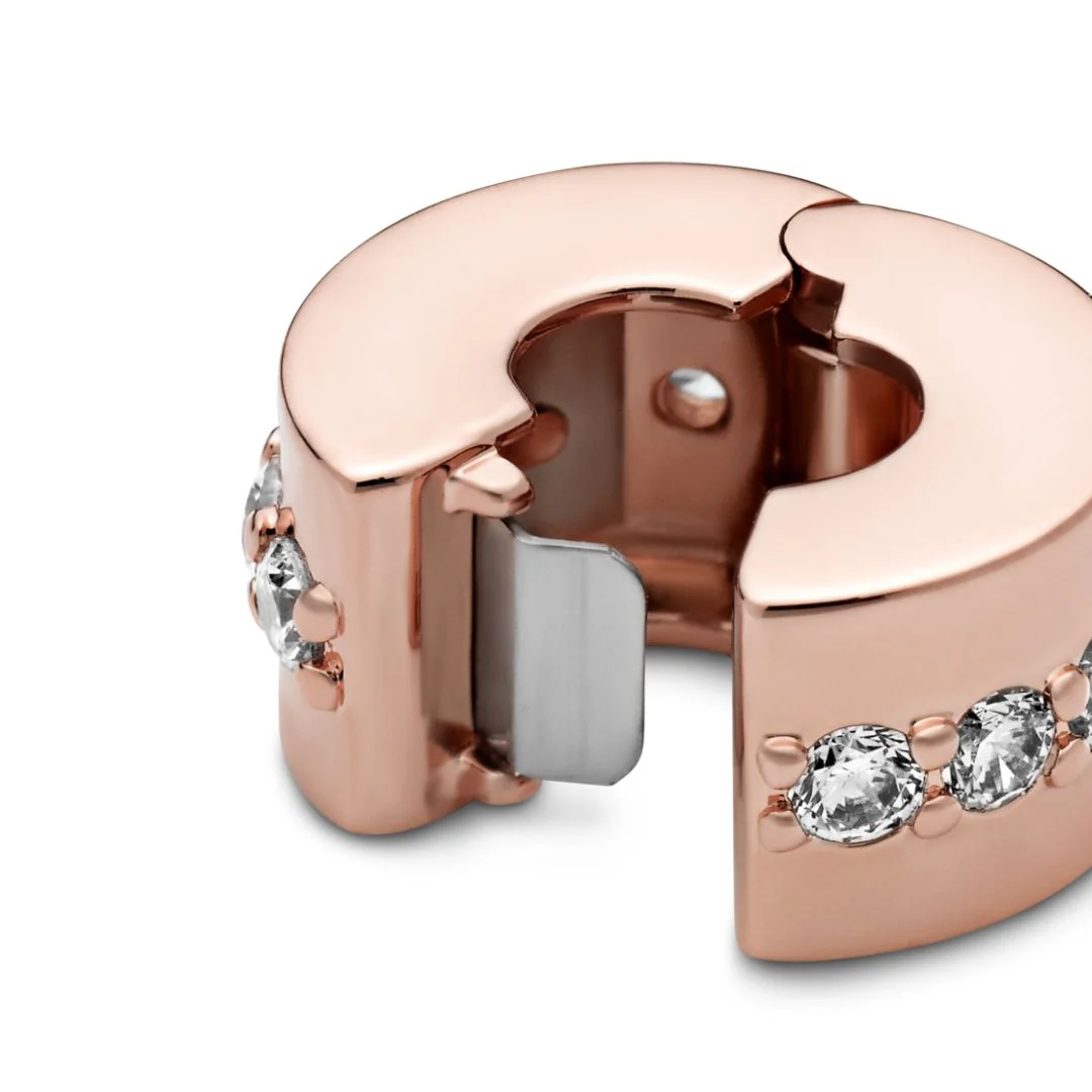 Pandora Moments Sparkling Row Spacer lukkopala, ruusukullattu, 781972CZ - Image 7
