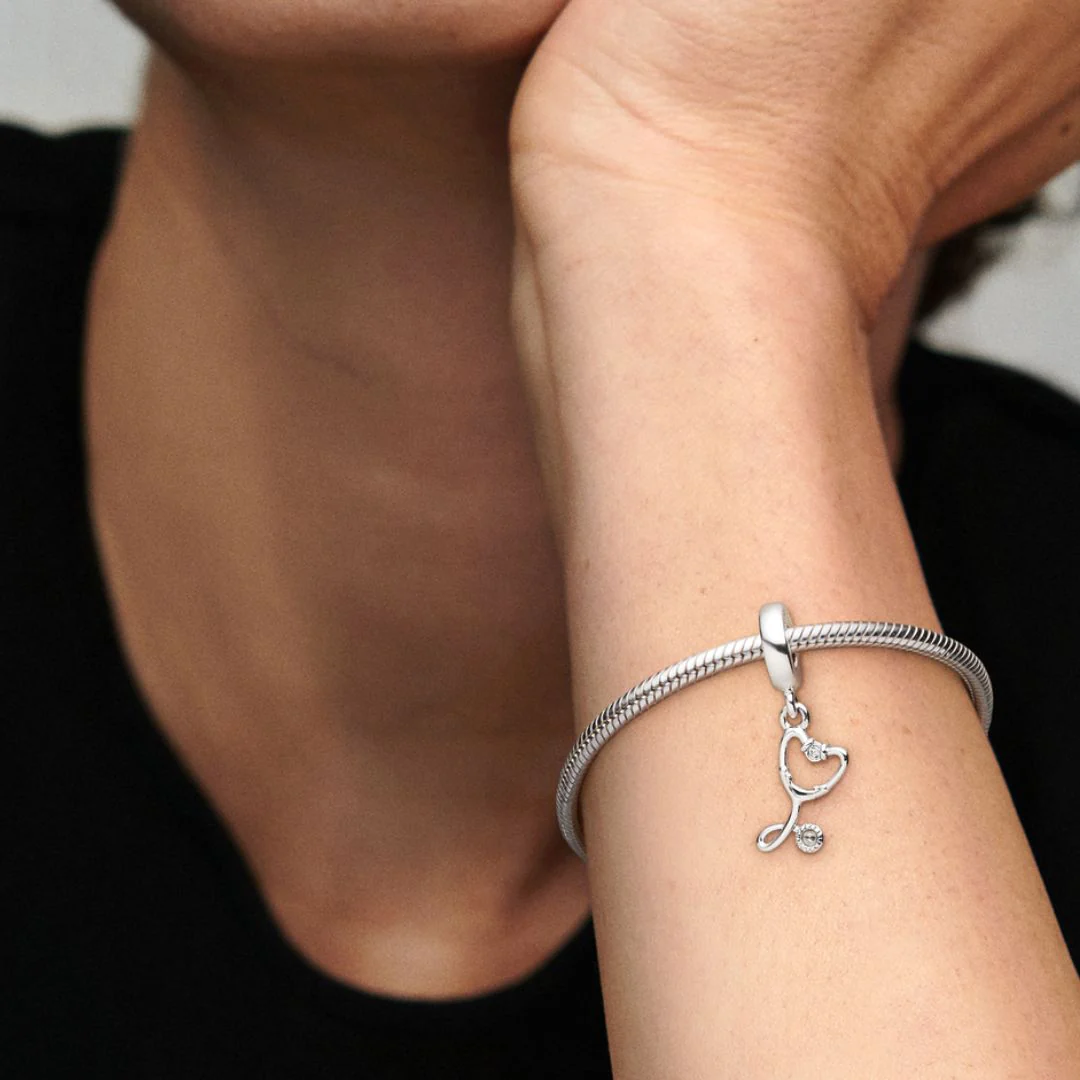 Pandora Moments Stethoscope Heart hela, hopea, 799072C01 - Image 3