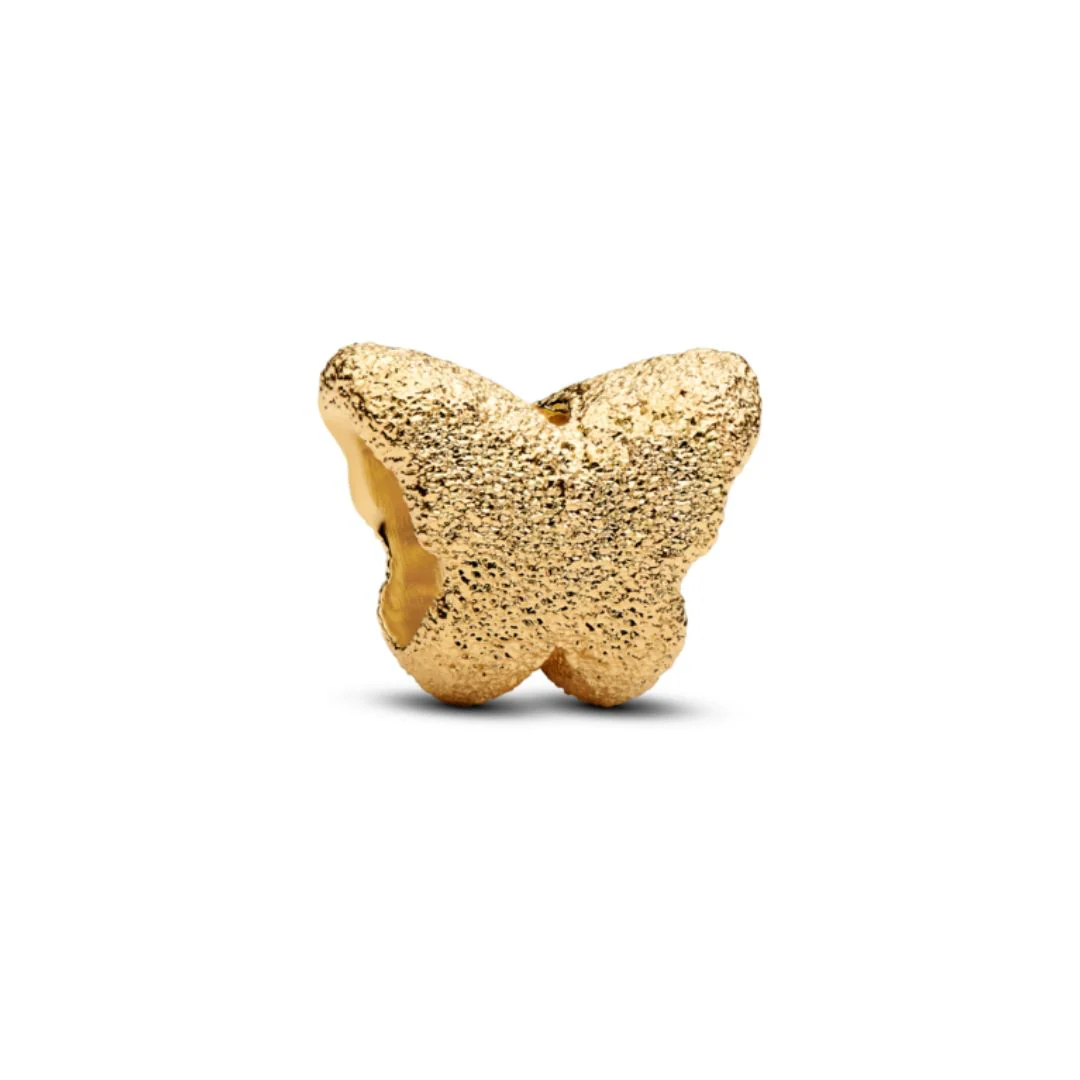 Pandora Moments Textured Butterfly mini hela, keltakullattu, 764046C00