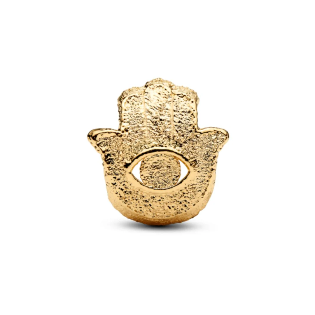 Pandora Moments Textured Hamsa Hand Mini hela, keltakullattu, 764042C00 - Image 2