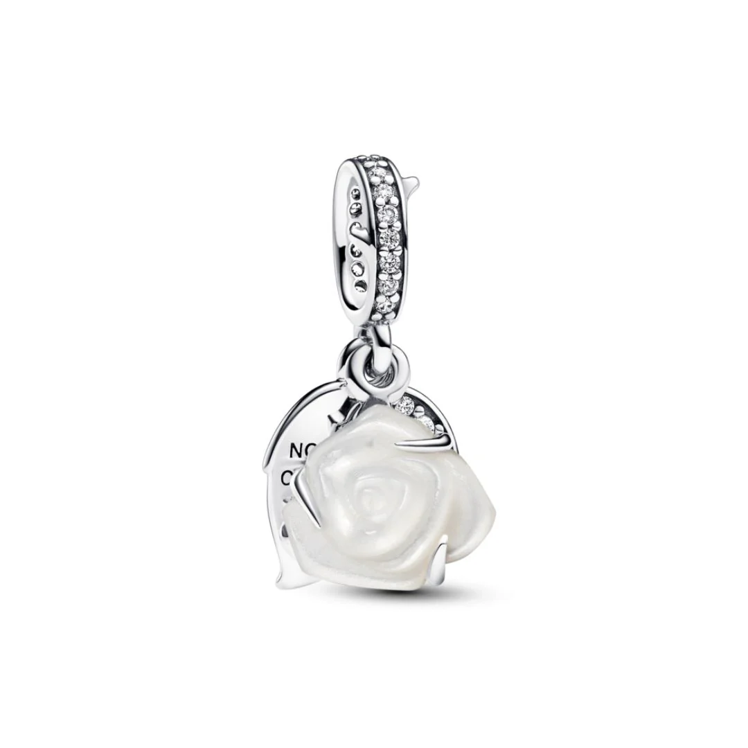 Pandora Moments White Rose in Bloom Double hela, hopea, 793200C01