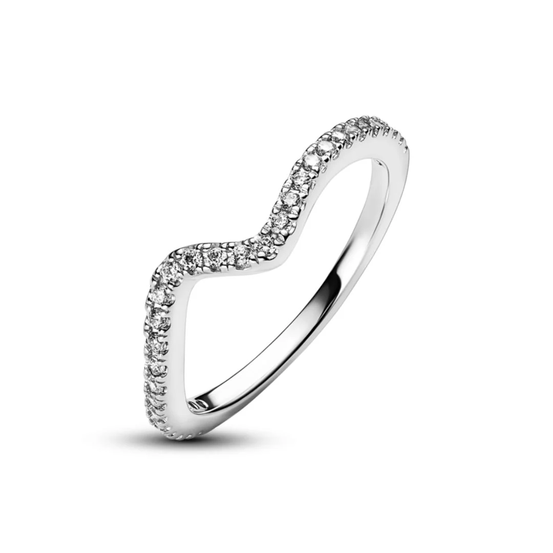 Pandora Timeless Sparkling Wave sormus, hopea, 192539C01