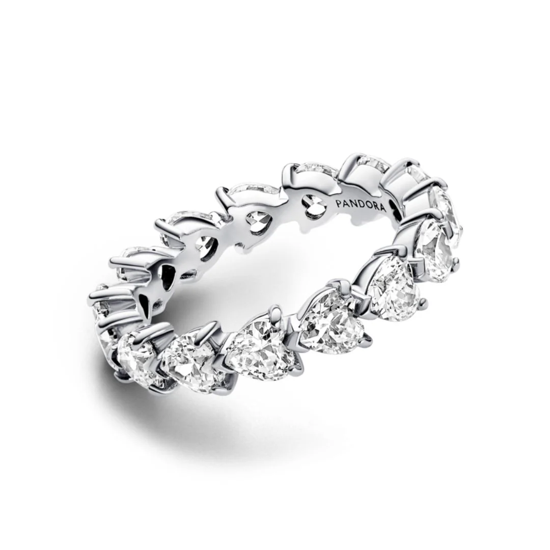 Pandora Timeless Band of Clear Hearts sormus, hopea, 193103C01 - Image 2