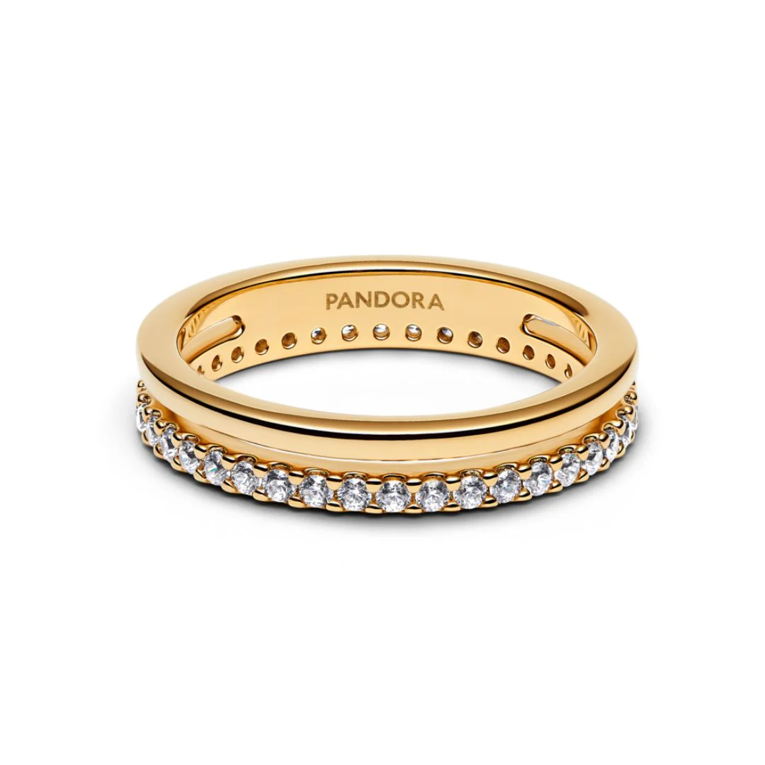 Pandora Timeless Double Band sormus, keltakullattu, 163799C01 - Image 2