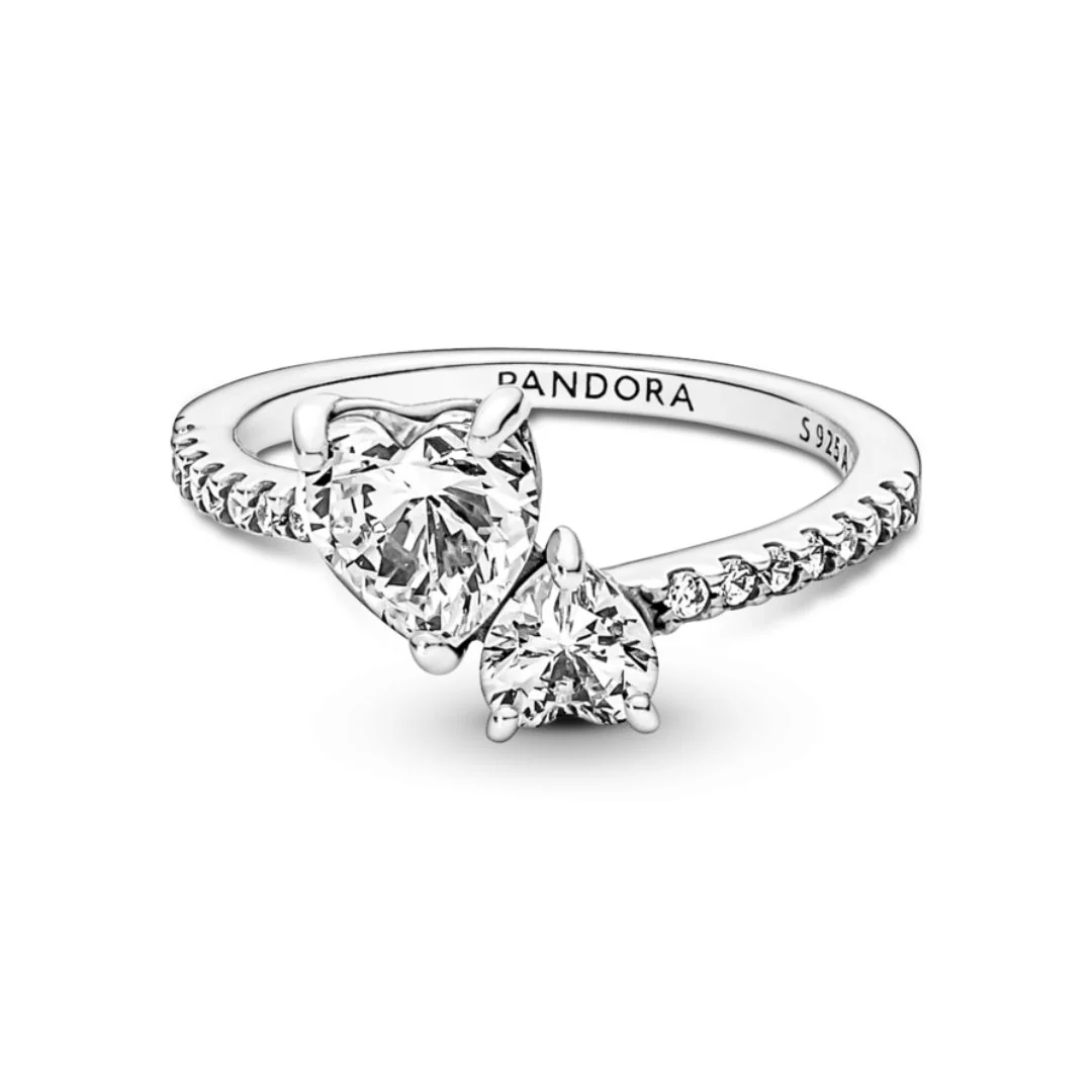 Pandora Timeless Double Heart Sparkling sormus, hopea, 191198C01 - Image 5