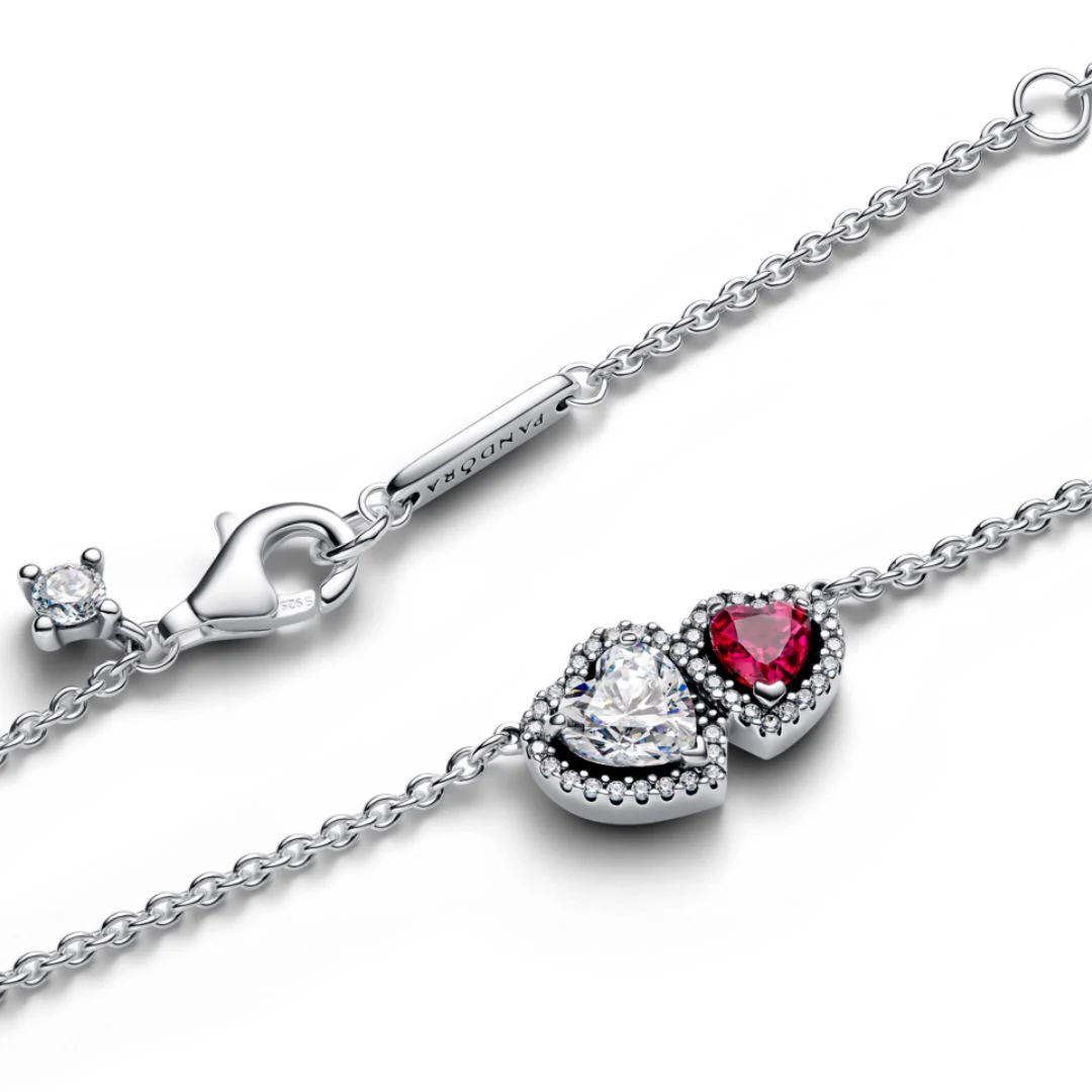 Pandora Timeless Halo Hearts Pendant kaulakoru, hopea, 393632C01-45 - Image 3