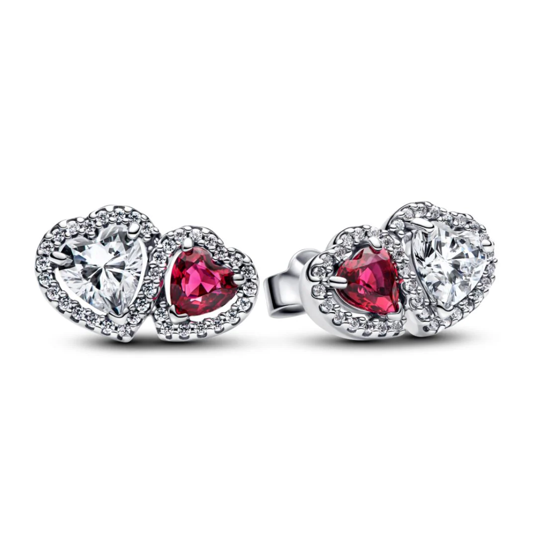 Pandora Timeless Halo Hearts tappikorvakorut, hopea, 293633C01