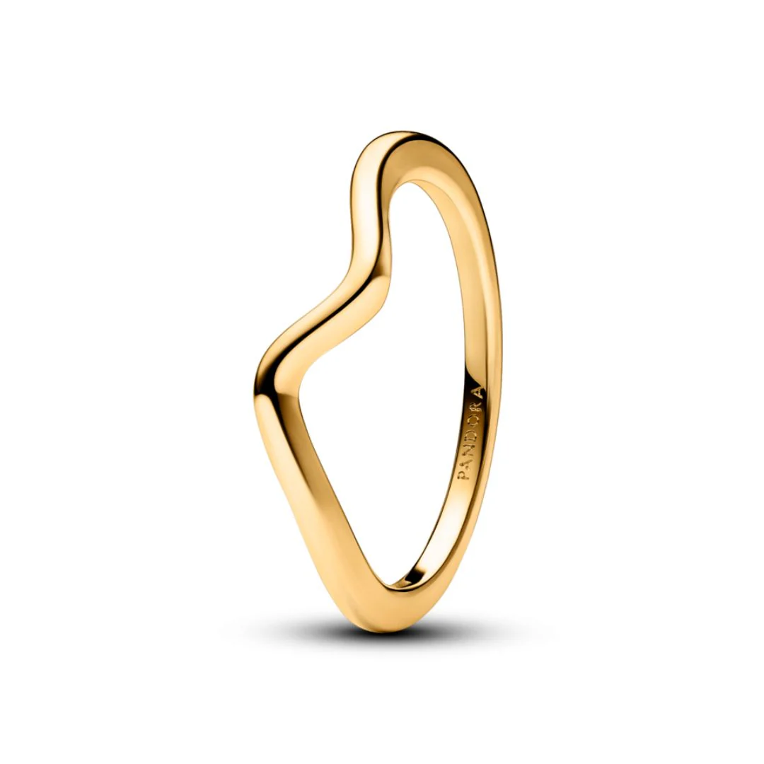 Pandora Timeless Polished Wave sormus, keltakullattu, 163095C00 - Image 2