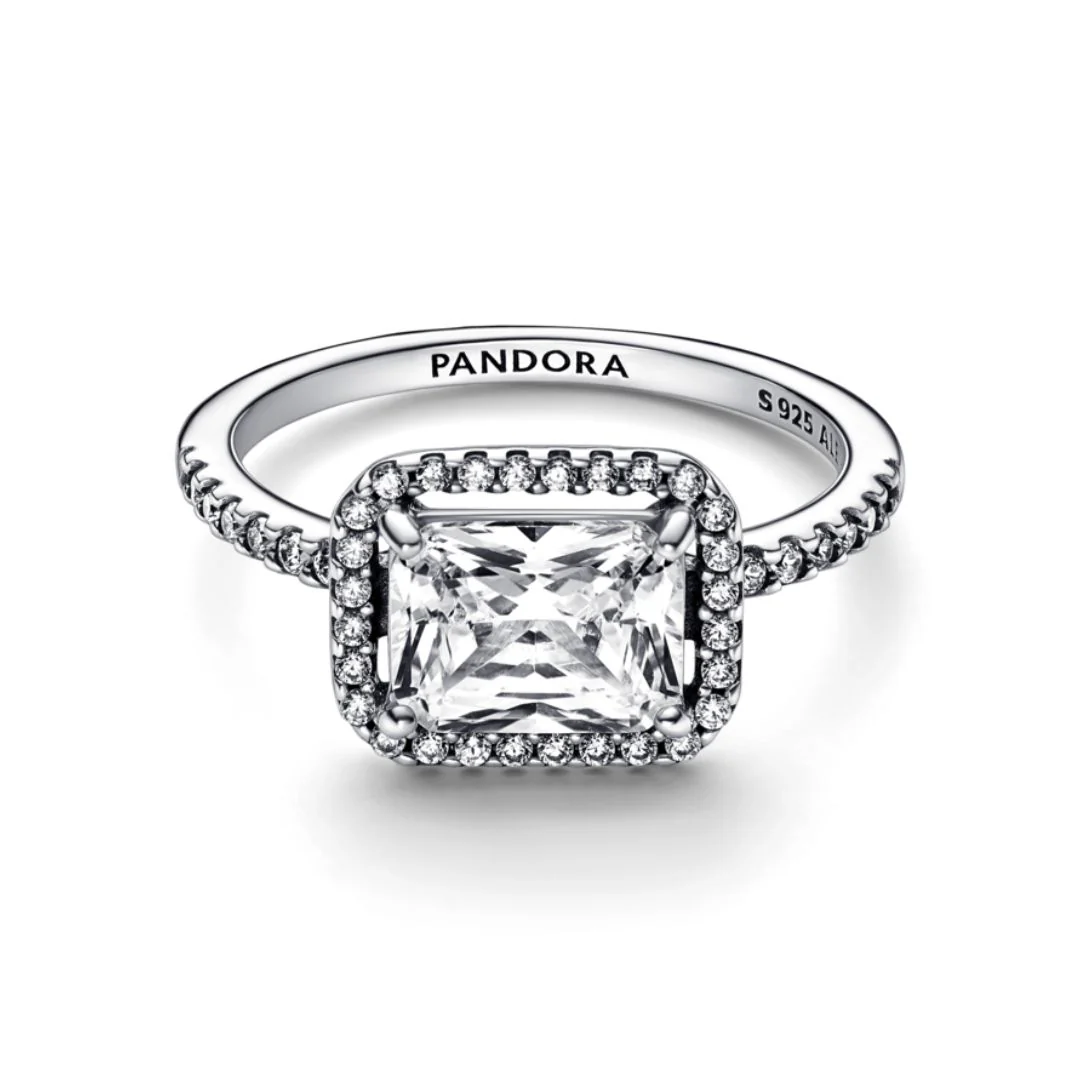 Pandora Timeless Rectangular Sparkling Halo sormus, hopea, 192391C01 - Image 4