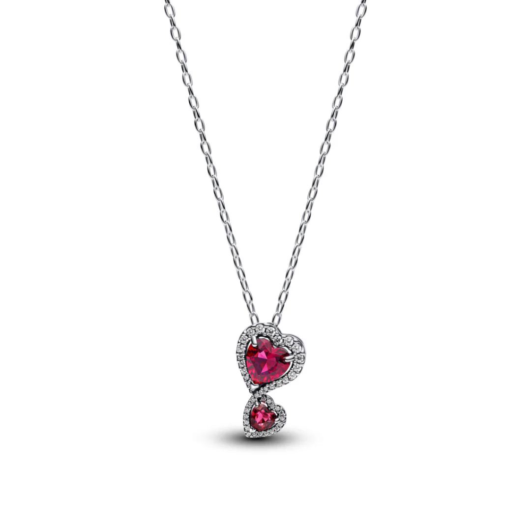Pandora Timeless Red Halo Hearts Pendant kaulakoru, hopea, 393658C01-60