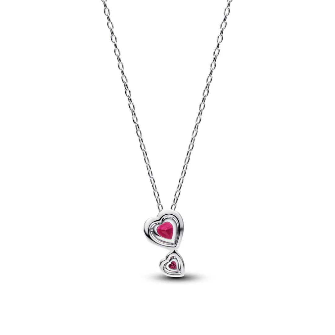 Pandora Timeless Red Halo Hearts Pendant kaulakoru, hopea, 393658C01-60 - Image 4