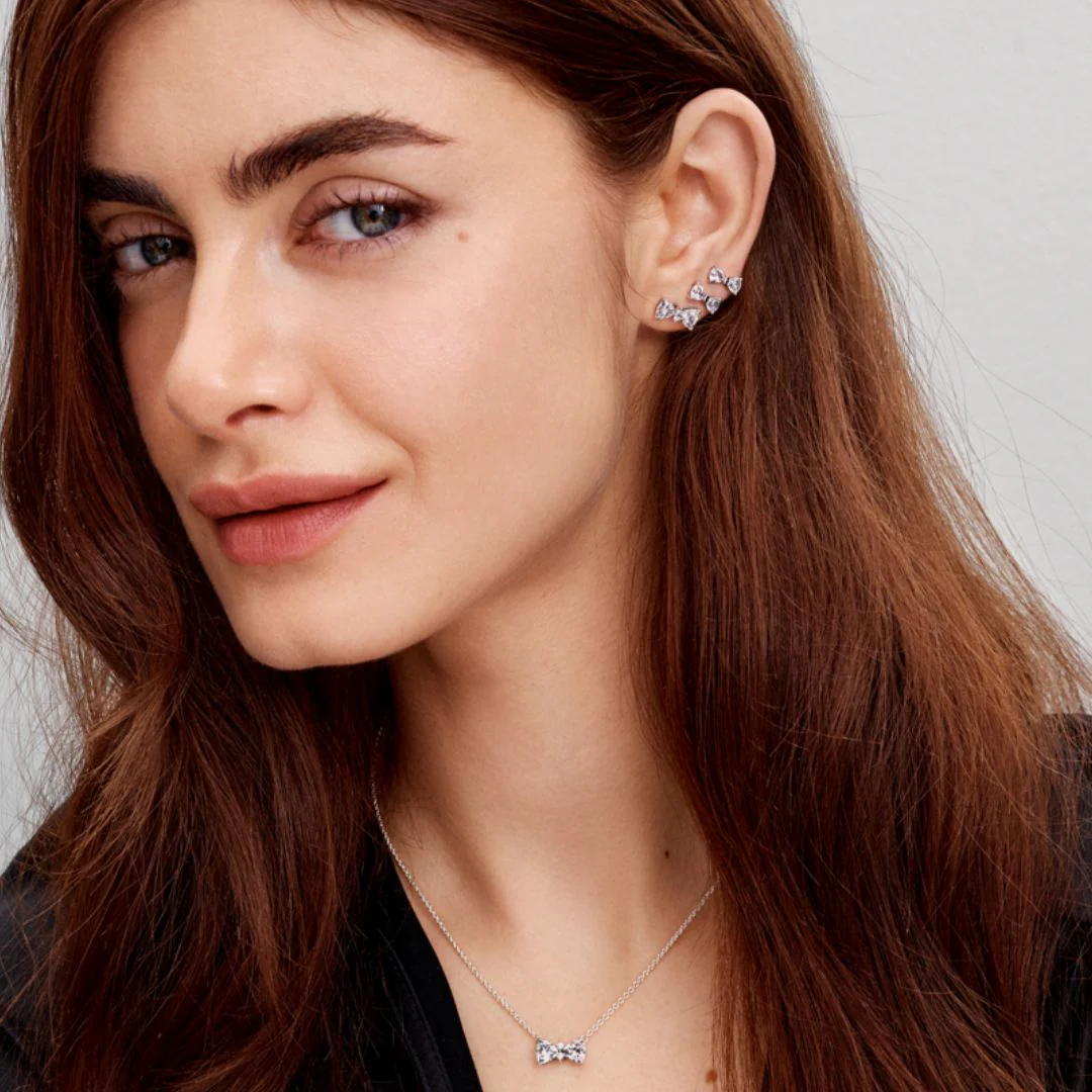 Pandora Timeless Sparkling Bow tappikorvakorut, hopea, 293506C01 - Image 3