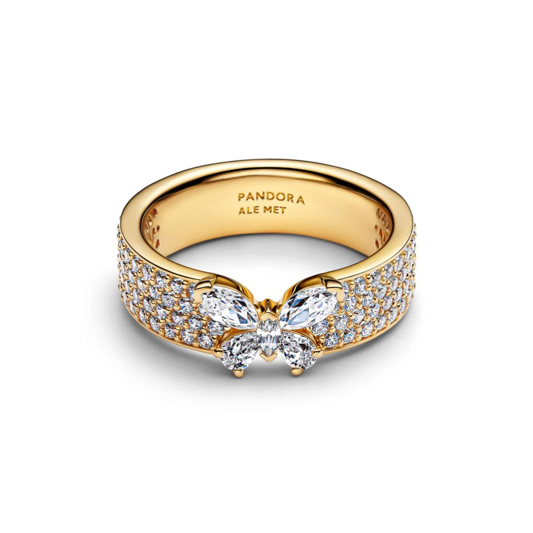 Pandora Timeless Sparkling Butterfly Bold sormus, keltakullattu, 164270C01 - Image 2
