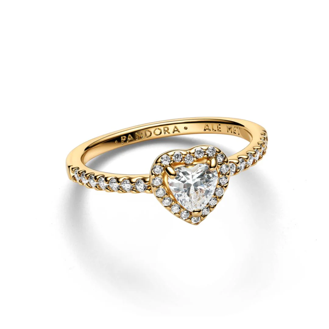 Pandora Timeless Sparkling Elevated Heart sormus, keltakullattu, 168421C01 - Image 2