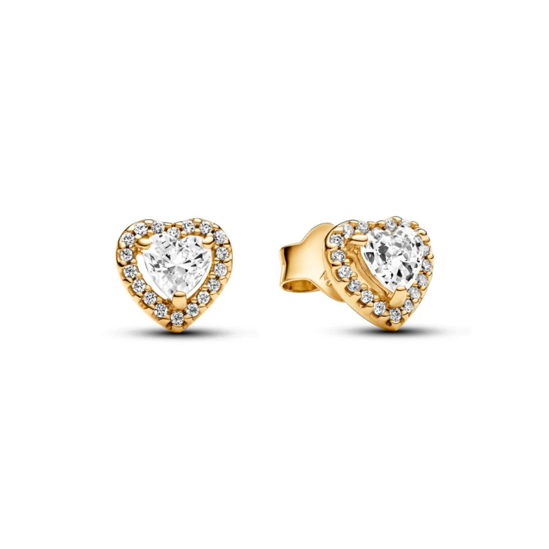 Pandora Timeless Sparkling Elevated Heart tappikorvakorut, keltakullattu, 268427C01