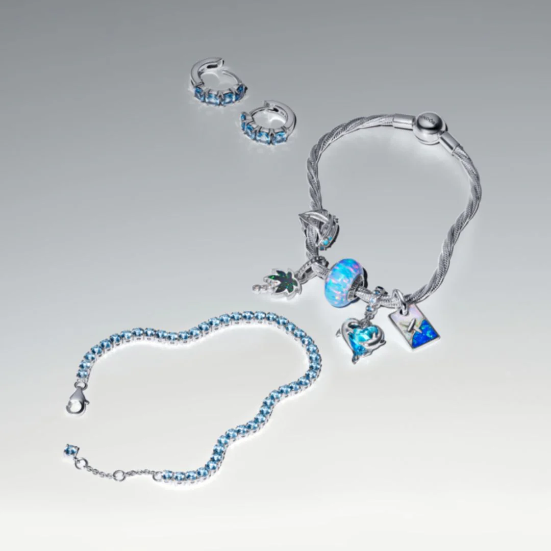 Pandora Timeless Sparkling Light Blue Tennis rannekoru, hopea, 591469C03 - Image 3
