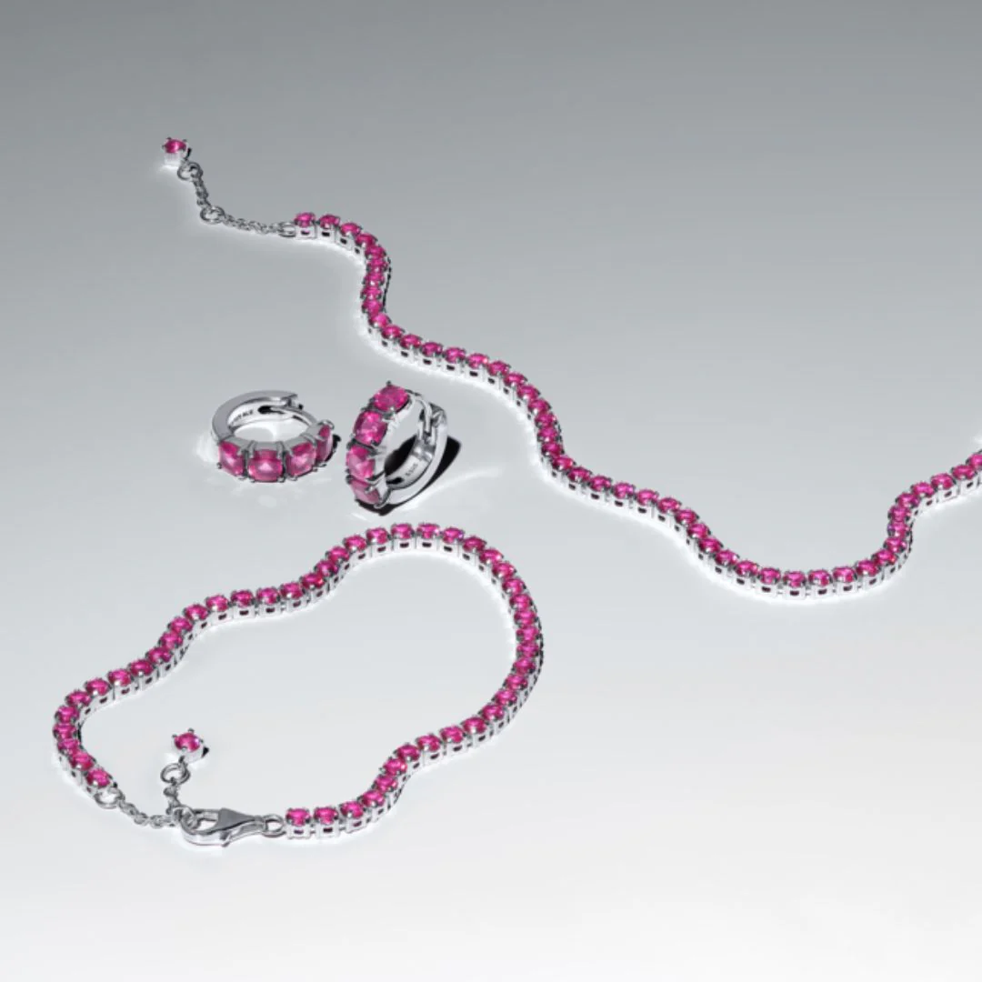 Pandora Timeless Sparkling Pink Tennis rannekoru, hopea, 591469C04 - Image 3