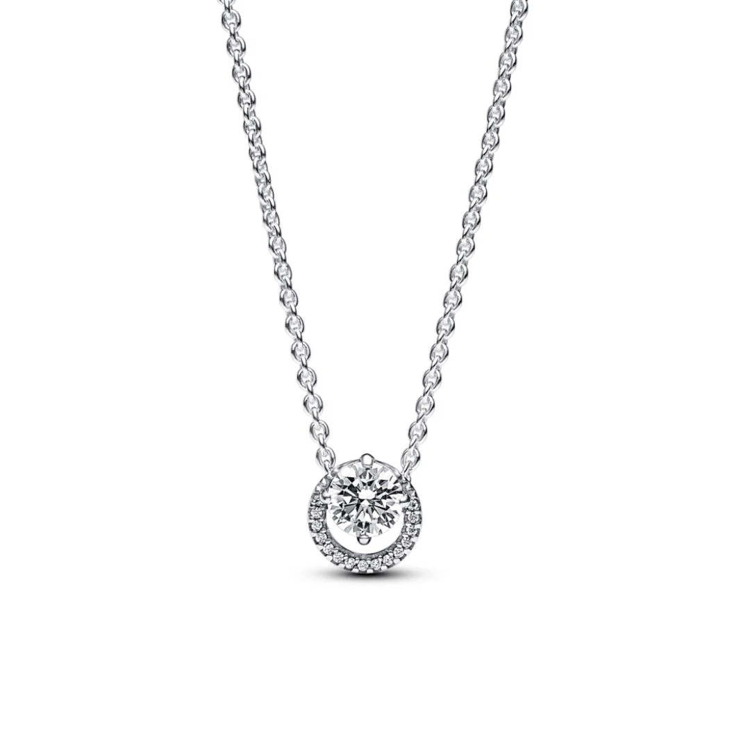 Pandora Timeless Sparkling Round Halo kaulakoru, hopea, 391174C01-45