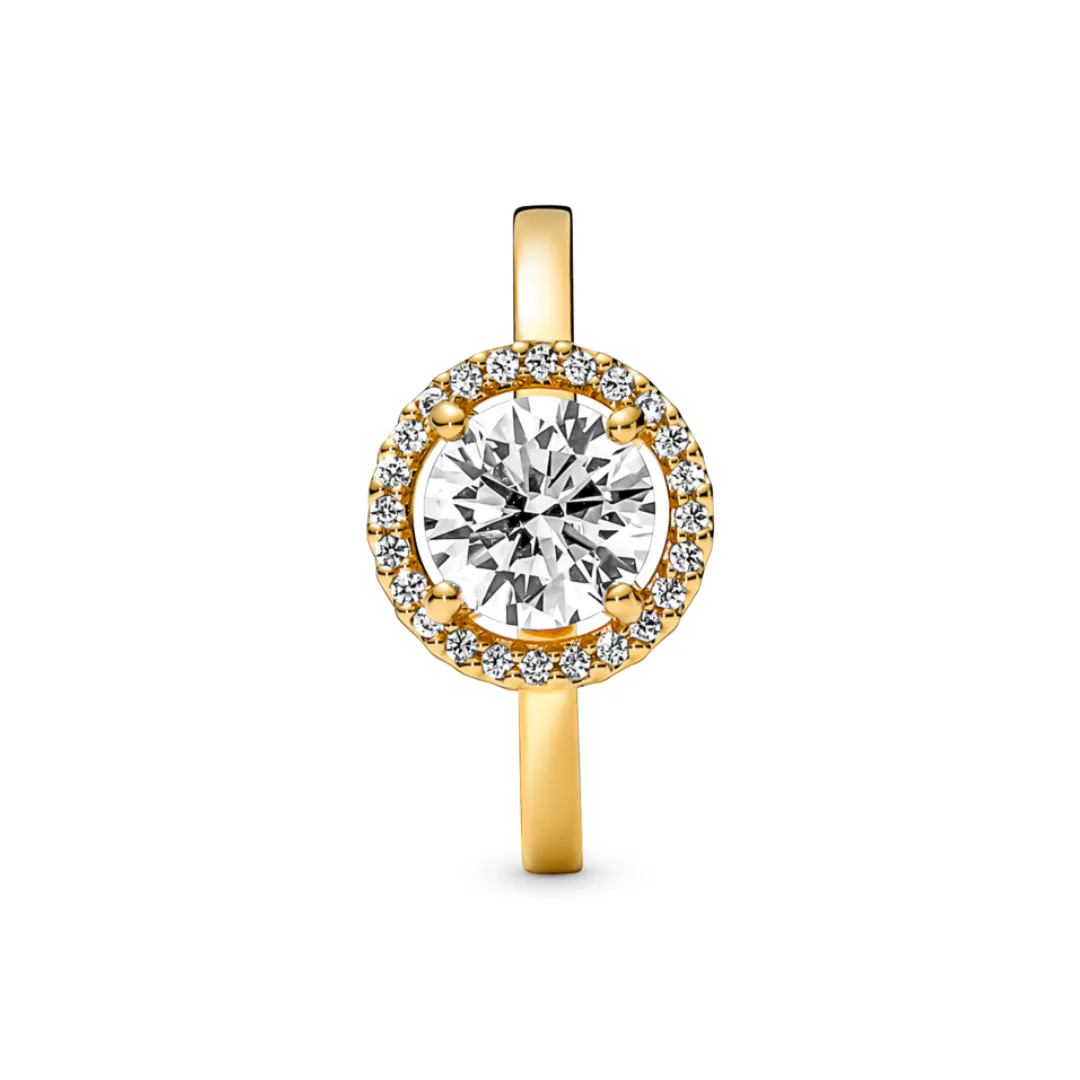 Pandora Timeless Sparkling Round Halo sormus, keltakullattu, 161234C01 - Image 2