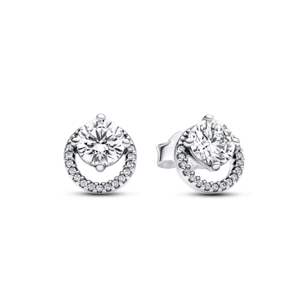 Pandora Timeless Sparkling Round Halo tappikorvakorut, hopea, 291248C01