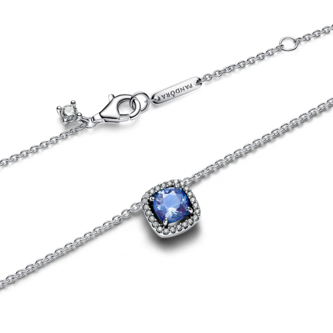 Pandora Timeless Sparkling Square Blue Halo Pendant kaulakoru, hopea, 393560C01-45 - Image 4