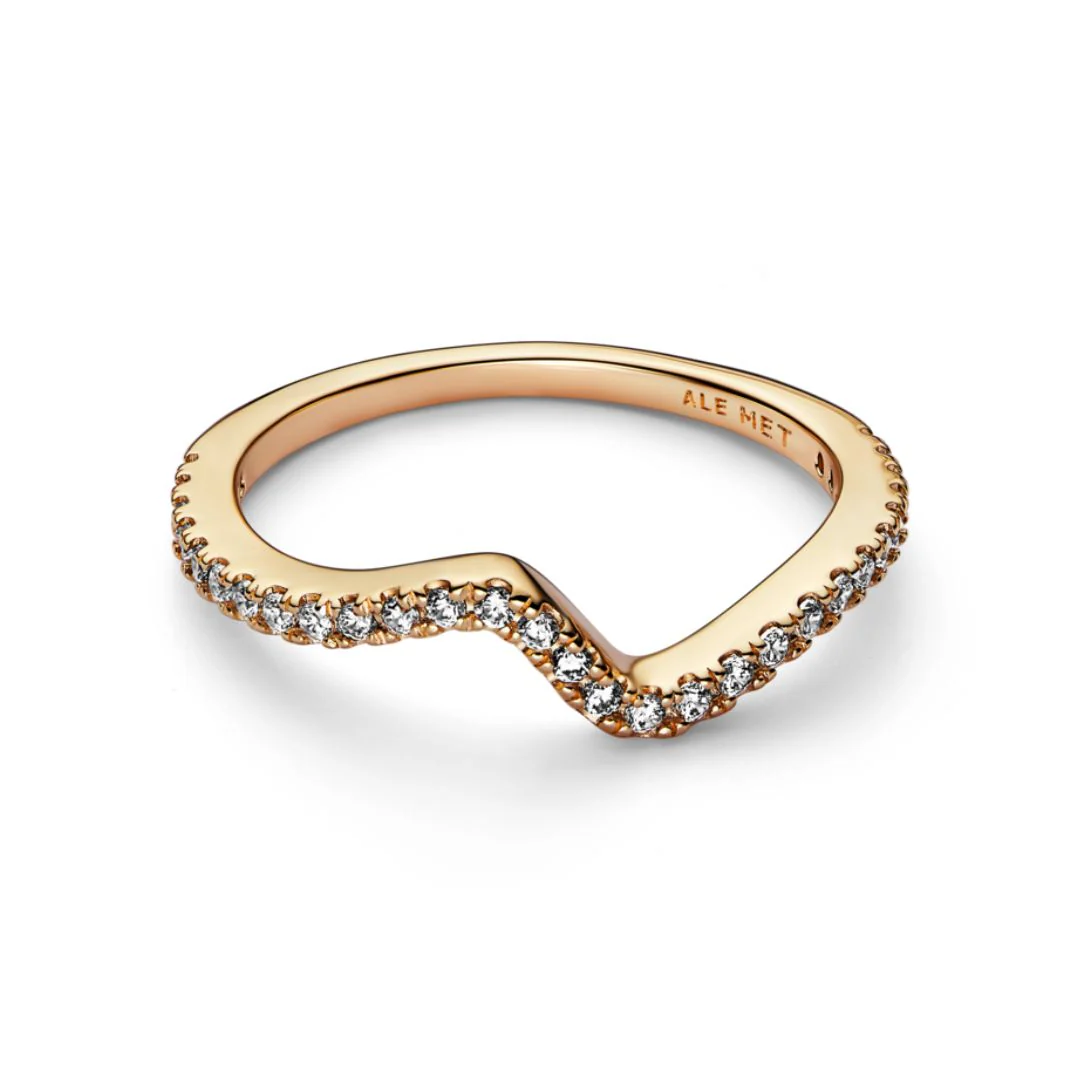 Pandora Timeless Sparkling Wave sormus, keltakullattu, 162539C01 - Image 2