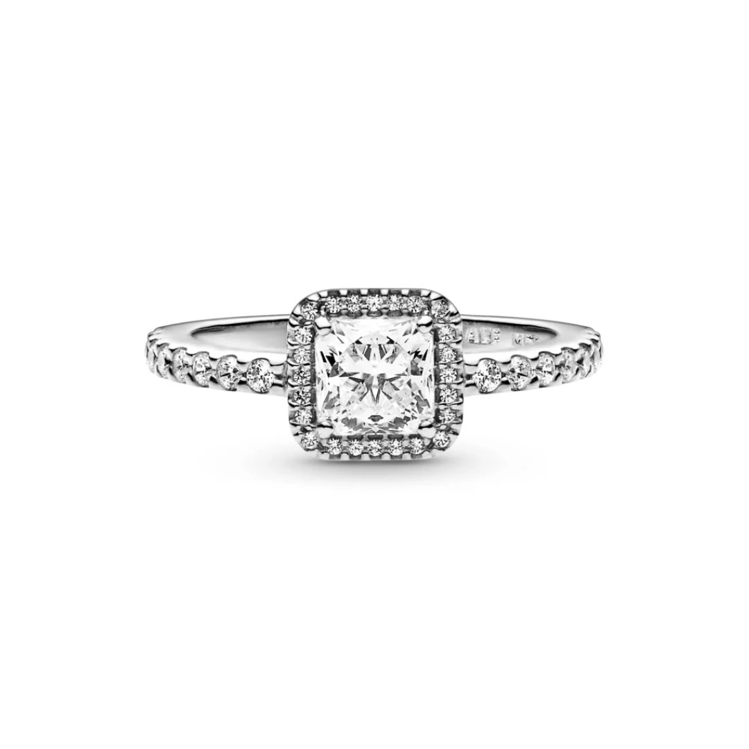 Pandora Timeless Square Sparkle Halo sormus, hopea, 198863C01 - Image 4