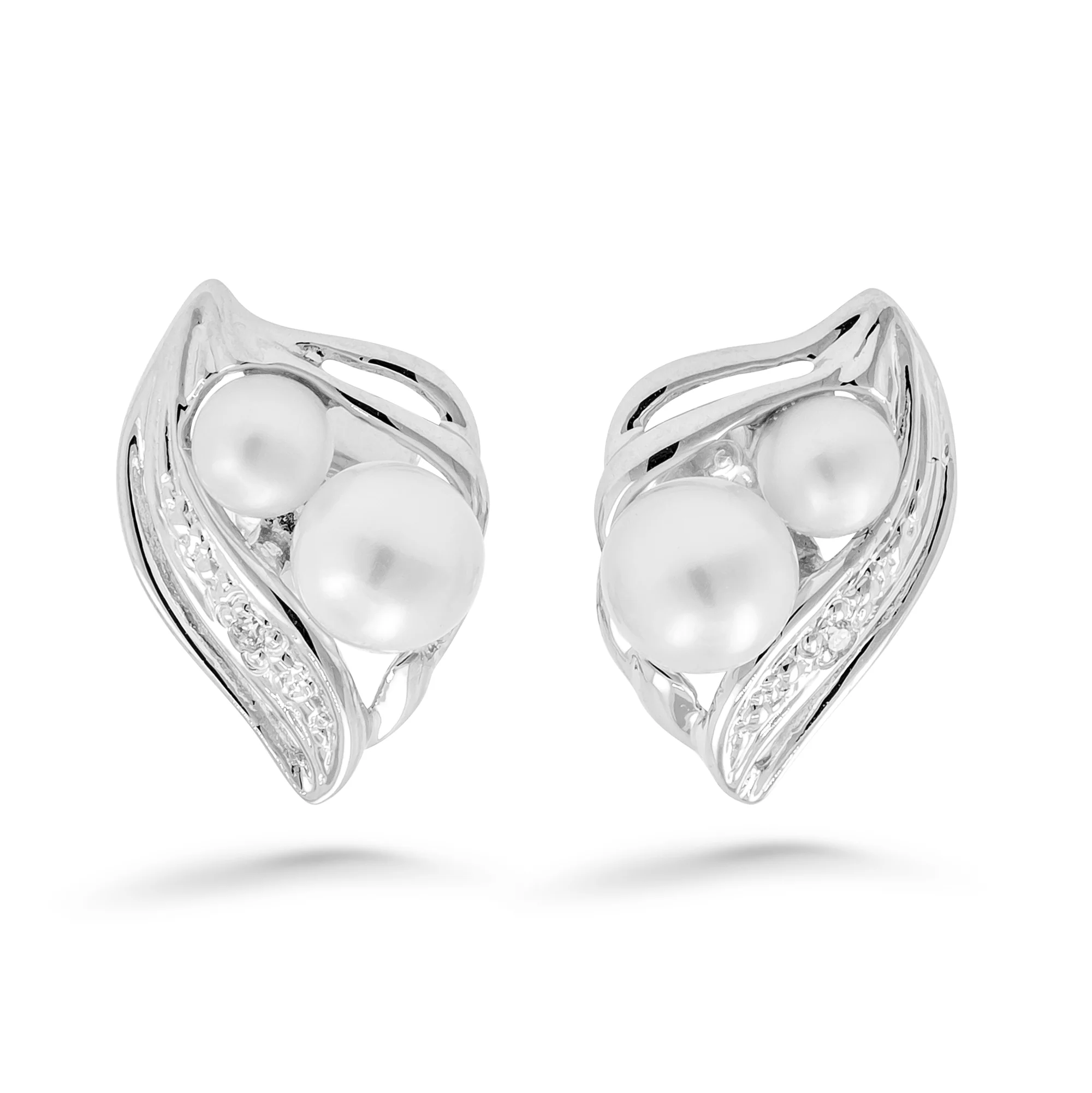 Silván Daria timanttikorvakorut helmillä, 0,015ct, valkokultaa, Silván timanttikorut