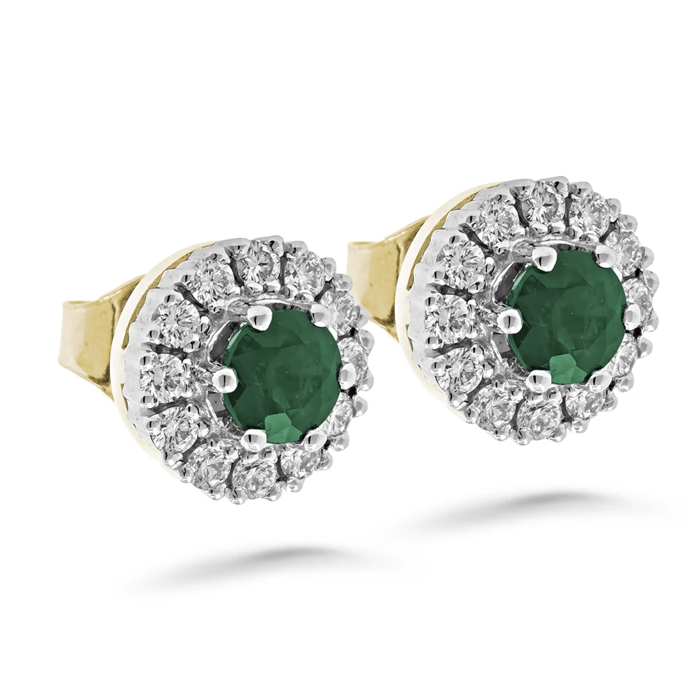 Silván Lauriel timanttikorvakorut smaragdeilla, 0,48ct, kelta- ja valkokultaa, Silván timanttikorut