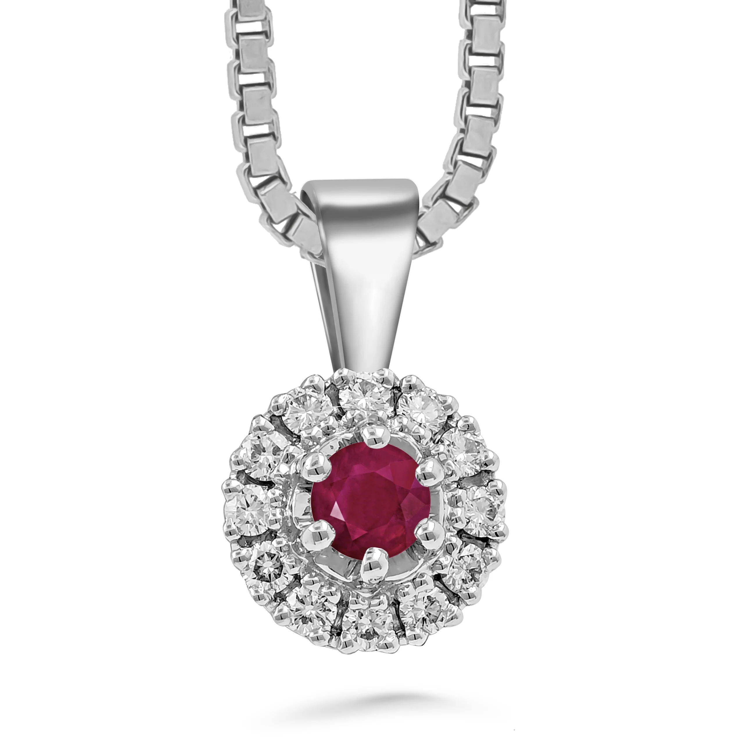 Silván Lauriel timanttiriipus rubiinilla, 0,24ct, valkokultaa, Silván timanttikorut