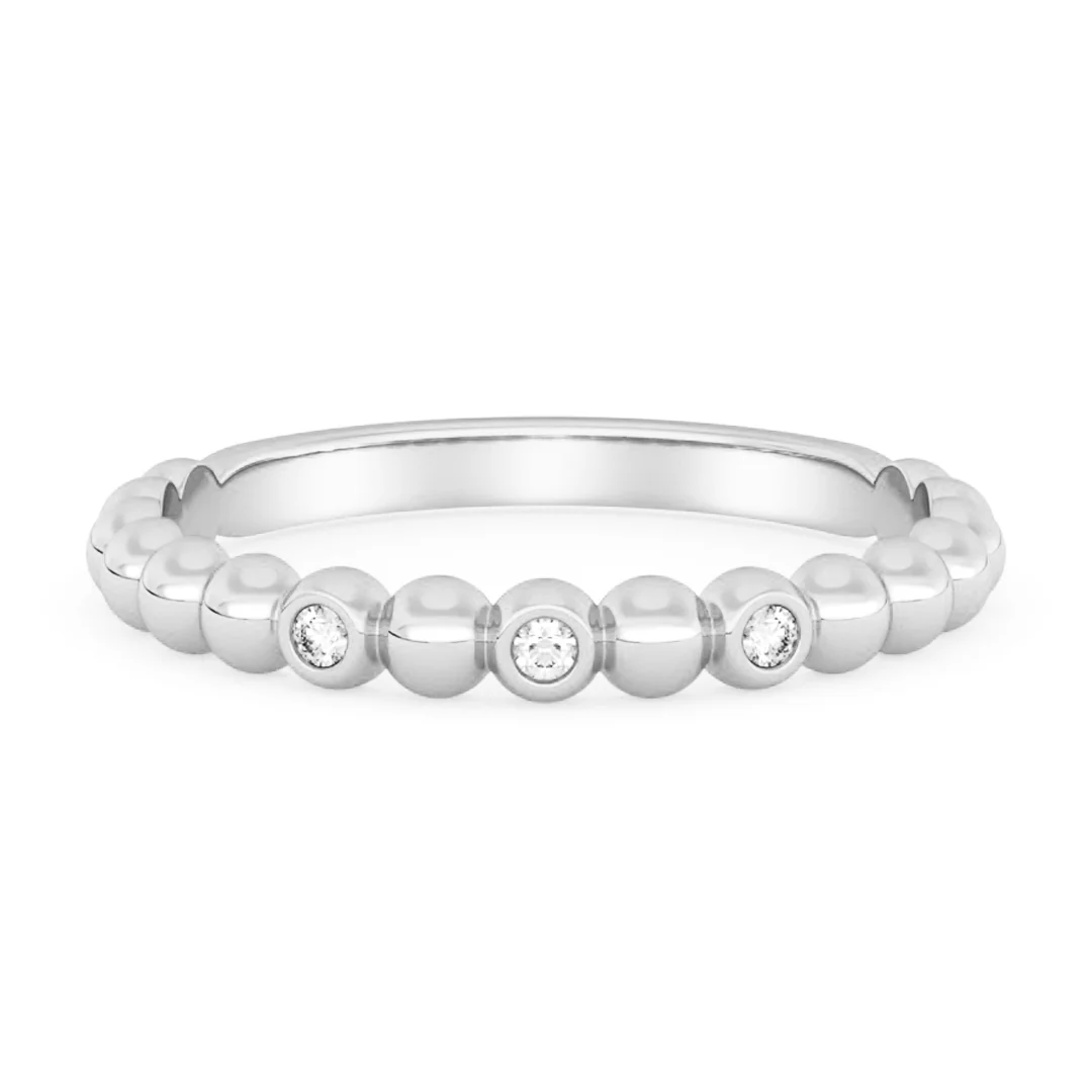 Silván Olivia timanttisormus pallokuvioitu 0,03ct, valkokultaa, Silván vihkisormukset