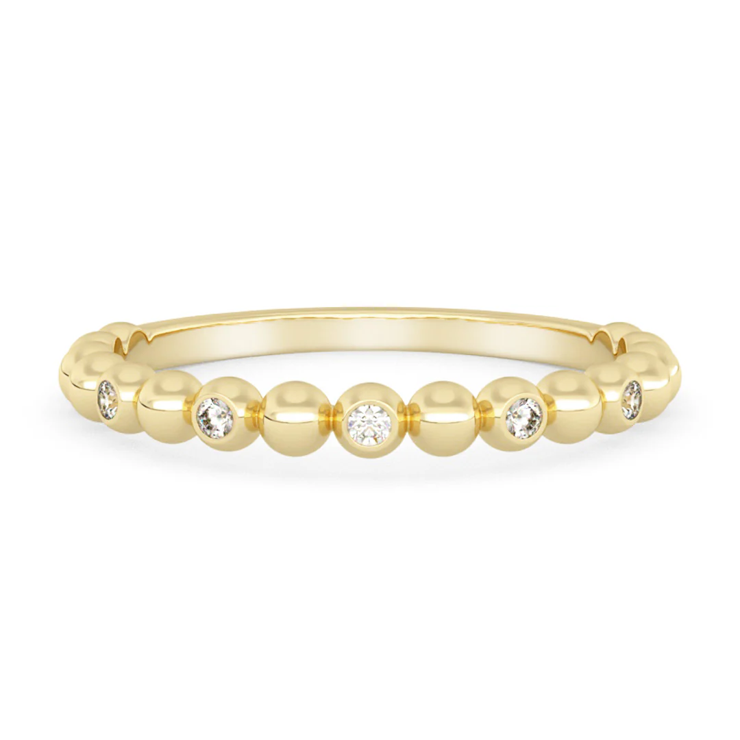 Silván Olivia timanttisormus pallokuvioitu 0,05ct, keltakultaa, Silván vihkisormukset